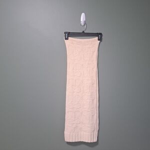 Coach Logo C Wool Angora Knit Scarf Cream NWOT